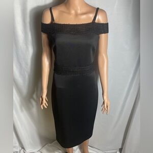 Jessica Simpson Black Off Shoulder Midi Dress Size 6 Bodycon